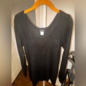 VENUS Black Knit Sweater with back faux leather lace up details